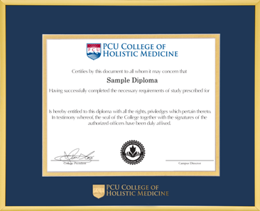 Satin gold metal diploma frame with double matting and silver embossed logo